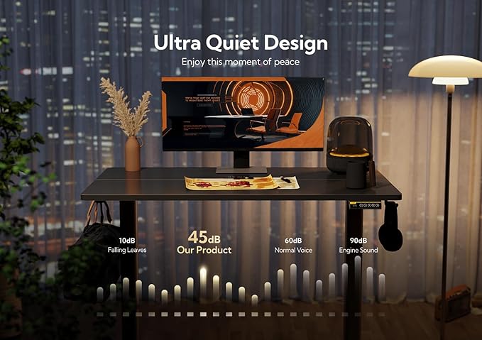 Claiks Electric Standing Desk, Adjustable Height Stand up Desk, 48x24 Inches Sit Stand Home Office Desk with Splice Board, Black Frame/Black Top