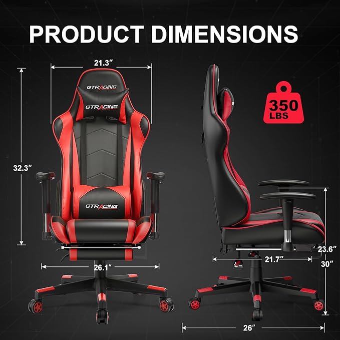 GTRACING Gaming Chair with Footrest, High Back Computer Chair Ergonomic Game Desk Chair Racing Executive Adjustable Swivel Rocker with Headrest and Lumbar Support