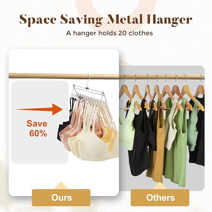 HOUSE DAY Closet Organizers and Storage, Tank Top Hangers, Rotatable Bra Organzier for Closet, Max 24 Storage Capacity Sport Bra Holder, Metal Space Saving Hanger 1 Pack - Dorm Room Essentials