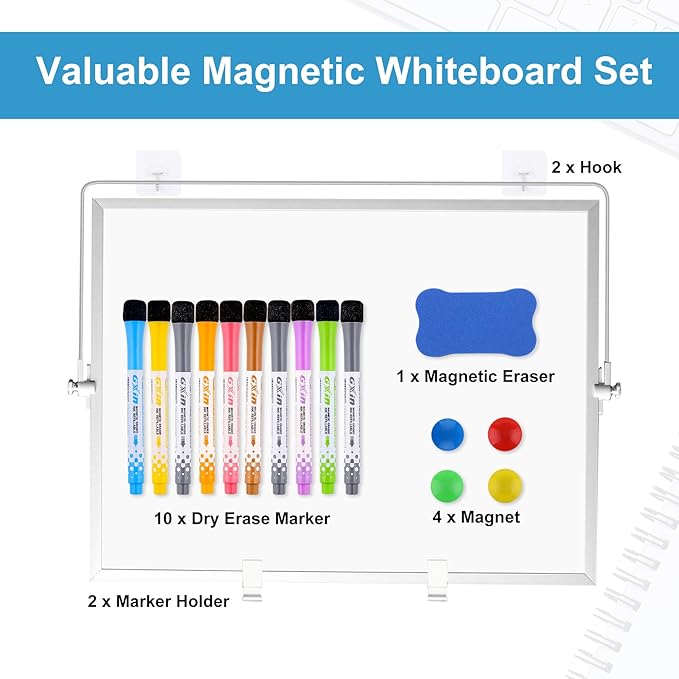 Magnetic Dry Erase Board, 16x12 Inch, Double-Sided Desktop Whiteboard with Stand, White Board for Kids, Home, School, Office