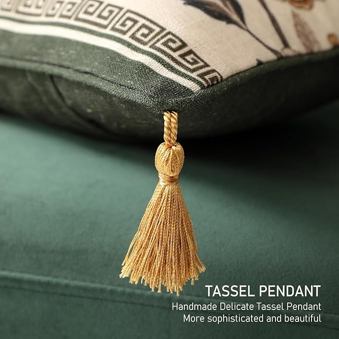 Design Linen Chinoiserie Rectangle Throw Pillow Covers 12"x20" Pack of 2, Farmhouse Cushion Covers with Yellow Floral Birds Pattern Decoration Pillowcases for Bed,Living Room,Outdoor,Car