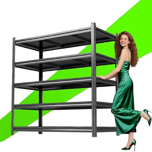 63" H Heavy Duty Garage Shelving Unit – 3000 lbs 5-Tier Adjustable Metal Storage Rack, Tool-Free Assembly, Rustproof Steel Organizer for Basement, Pantry, Warehouse, 45" W × 17.7" D × 63" H