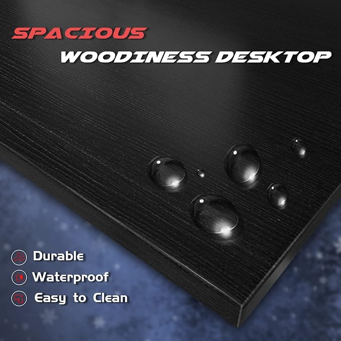 Homall L Shaped Gaming Desk Computer Corner Desk PC Gaming Desk Table with Large Monitor Riser Stand for Home Office Sturdy Writing Workstation (Classical Black, 51 Inch)