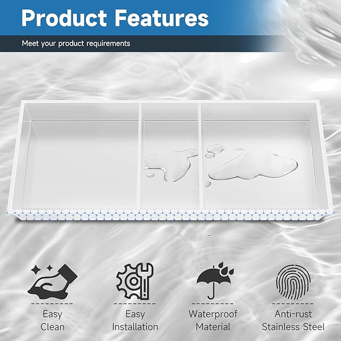 12" X 30" Shower Niche Insert Tile Ready, Niche for Shower Wall, 3-Tier Stainless Steel Recessed Shelves No Tile Needed for Bathroom Storage, White