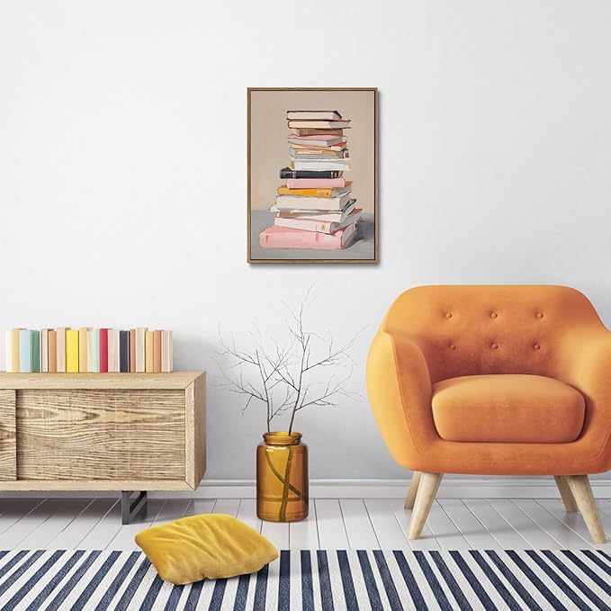 Djmwtb Framed Wall Art Book Canvas Wall Art Prints Vintage Library Books Wall Decor Aesthetic Posters Pictures Bookish Paintings for Classroom Reading Room Kids Bedroom 16x24in