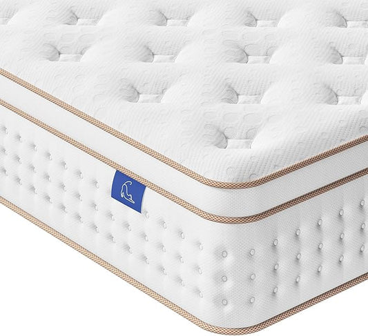 Vesgantti Full Mattress, 10 Inch Memory Foam Hybrid Mattress in a Box with Individual Pocket Spring, Full Size Mattress for Pressure Relief, Motion Isolation, Medium Firm Support