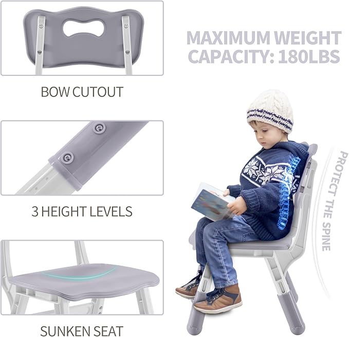 Toddler Table and Chairs Set for 4, 47.2''L x 23.6''W Kids Study Table and Chair Set, Height-Adjustable, Graffiti Desktop, Children Activity Table for Daycare, Classroom, Home
