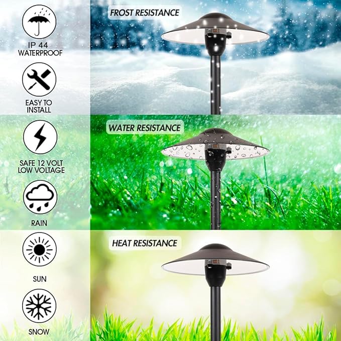 LED Pathway Lights 131 - Heavy Duty Metal Low Voltage Landscape Lighting, 12V Driveway Lights Outdoor Walkway Garden Pathway Lighting with Warm White G4 3.5W 2700K LED Bulb, Ground Stake & Connectors