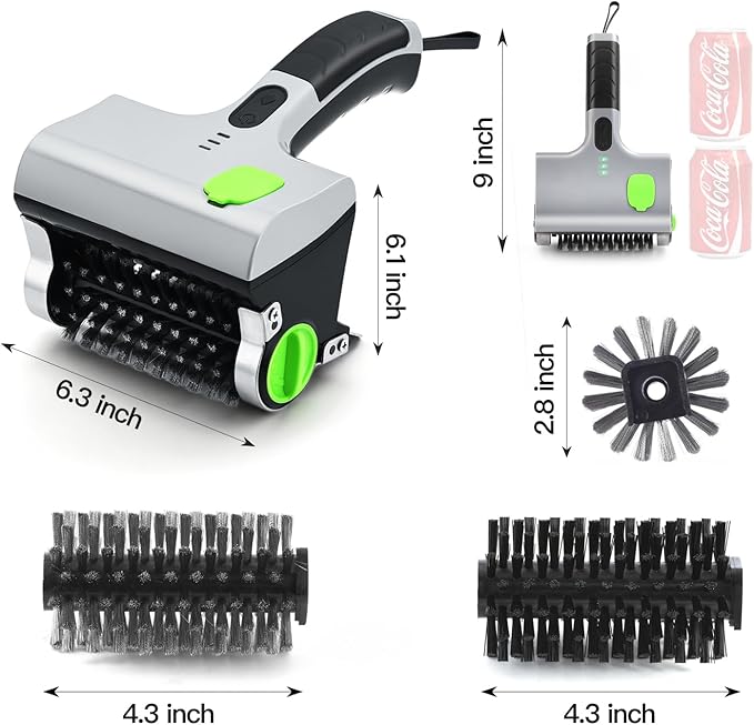 Wireless Electric steam Grill Brush and Scraper for Barbecue Outdoor Indoor Grill,Cordless Handheld steam Grill Cleaner, Unique Tool for Stove, Oven,Charbroil Chimney(Grey)