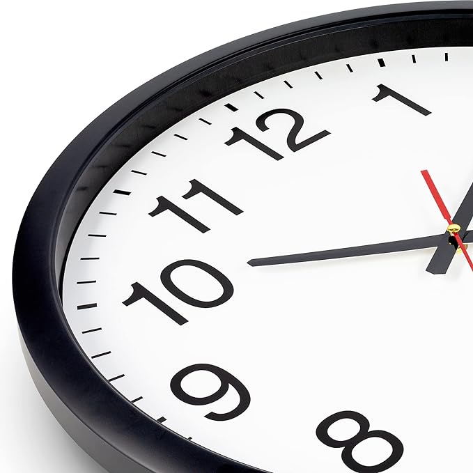 Bernhard Products Black Wall Clock Silent Non Ticking - XL 18 Inch Quality Quartz Battery Operated Round Easy to Read Home/Office/Classroom/School Clock