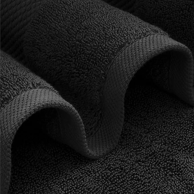 White Classic Luxury Bath Towels Set of 4 Large - 700 GSM Cotton Ultra Soft Bath Towels 27x54 | Highly Absorbent and Quick Dry | Hotel Towels for Bathroom Luxury, Plush Shower Towels, Black