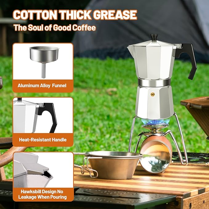 2 Cup Aluminum Espresso Stovetop Moka Pot Express Coffee Maker Percolator Italian Classic Mocha Coffee Machine for Italian and Cuban Cafe Brewing for Home & Camping 100ml 3.3oz