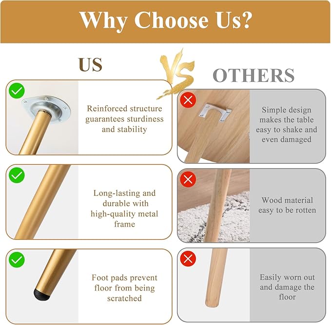 danpinera Round Side Table, Metal Legged Accent Table with Wooden Tray, Small Round End Table for Living Room, Bedroom, Nursery, White & Gold