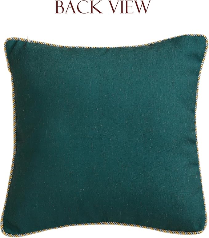 patdrea Designer Pack of 2 Square Throw Pillow Covers,French Vintage Rustic Linen with Green Floral Pattern Pillows Cover,Decorative Pillowcases Cushion for Bed Living Room Outdoor Car,18"x18"