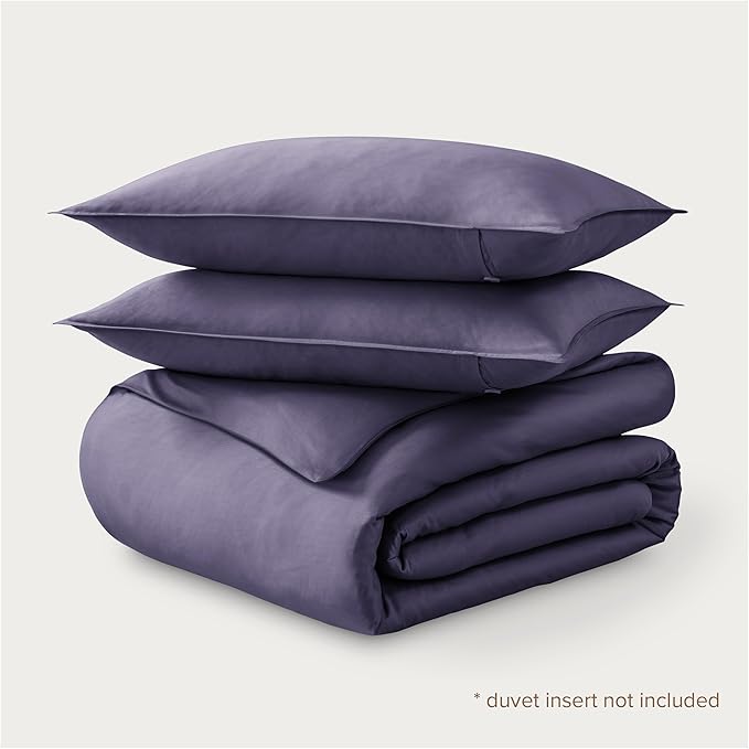 Bare Home 100% Organic Cotton Sateen Duvet Cover Set - Full/Queen Size - 400 Thread Count - Smooth Sateen Weave - Warm & Luxurious - Duvet Cover (Full/Queen, Dusty Purple)