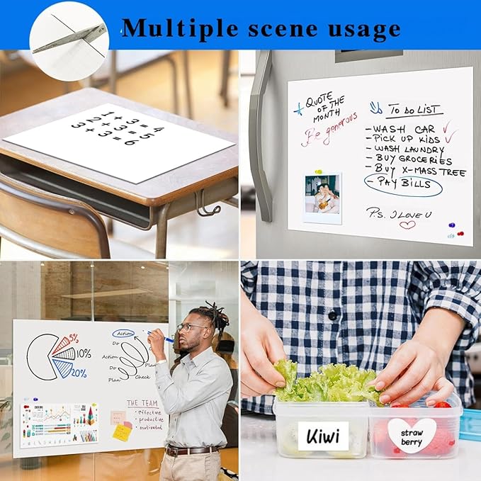 Magnetic Whiteboard Contact Paper, 47" x 94" Stick on Magnetic Dry Erase White Board Sticker on Wall, Easy to Write for Kids Drawing, School, Office, Kitchen Fridge