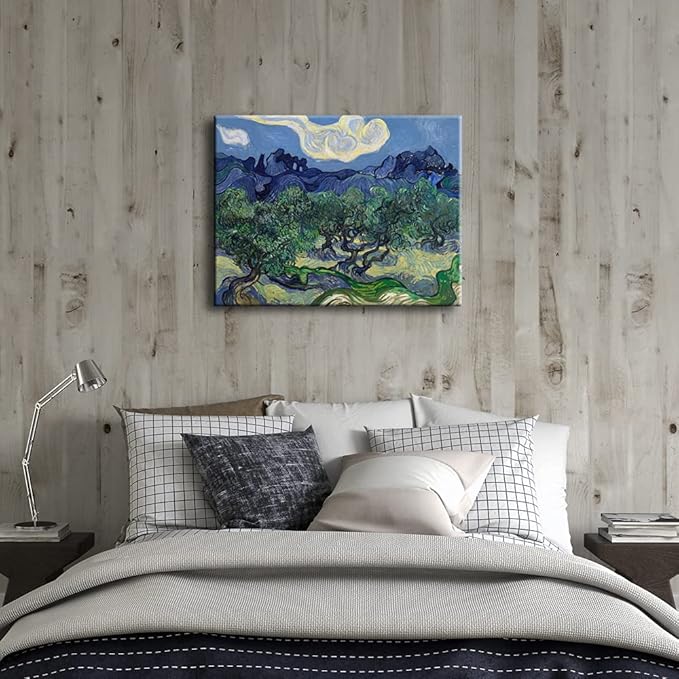 Wieco Art Canvas Prints Wall Art Olive Trees by Van Gogh Classic Abstract Oil Paintings Reproduction Artwork Gallery Wrapped Landscape Pictures for Living Room Bedroom Home Office Decor