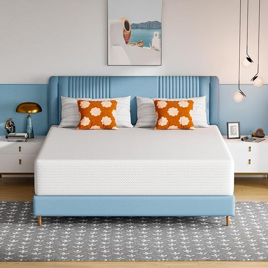 PayLessHere 14 Inch King Mattress Base Foam Mattress,Removable Soft Cover,Bunk Bed, Trundle, Daybed,White，Fiberglass Free