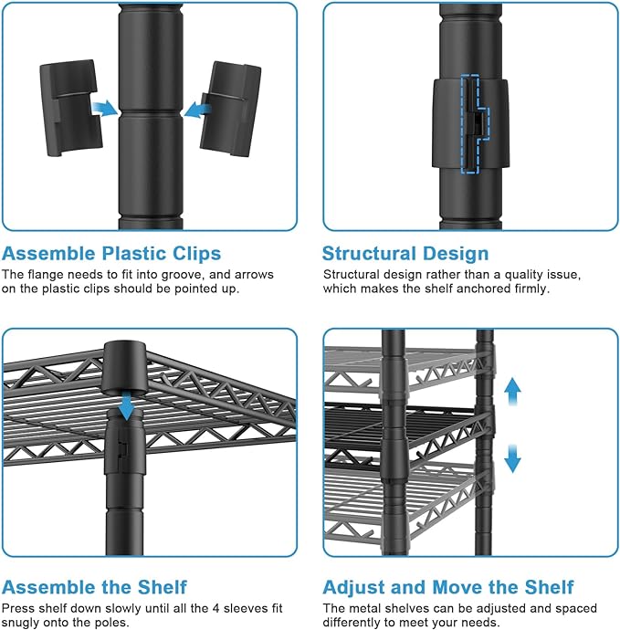 Ulif H4 Portable Closets, 4-Tier Metal Clothes Garment Rack for Bedroom and Cloakroom, Clothing Closet Storage and Organizer Wardrobe, 35.4" W x 14" D x 76.4" H, Black