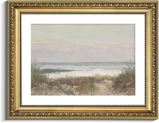 VIYYIEA Gold Framed Wall Art Canvas Print Home Decor Classical Coastal Scenery Bathroom Pictures Wall Decorations Farmhouse Wall art Room Decor Kitchen Office Bathroom Art Prints Wall Decor 11x14in