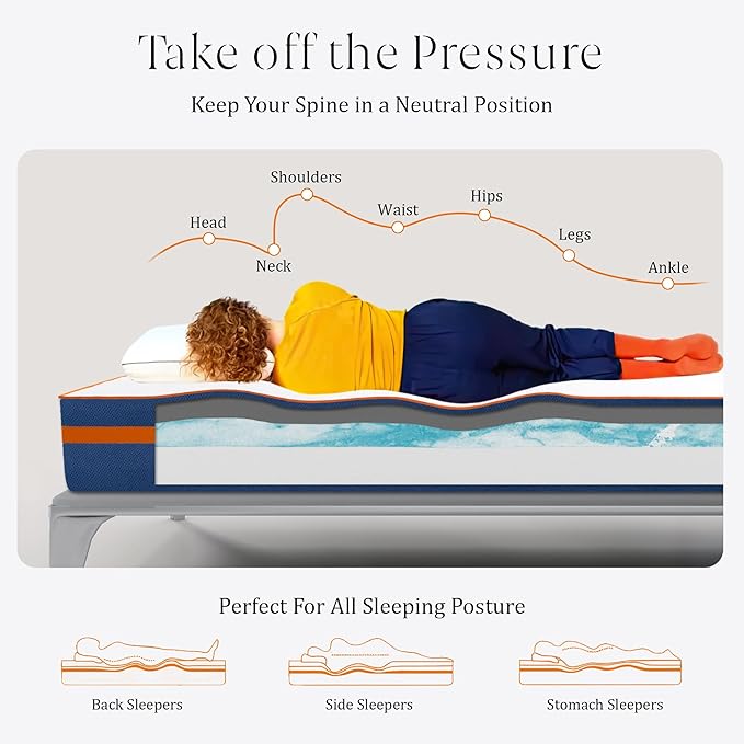 Queen Mattress, 12 Inch Memory Foam Mattress Queen in a Box - Cool Gel Bed Mattress Bamboo Charcoal Foam Queen Mattresses Pressure Relief Medium Firm