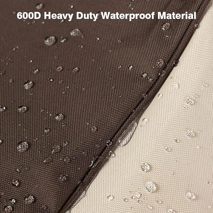 Vailge Waterproof Patio Chaise Lounge Cover, 600D Heavy Duty Outdoor Lounge Chair Covers,UV Resistant Patio Furniture Covers,Small,Beige & Brown