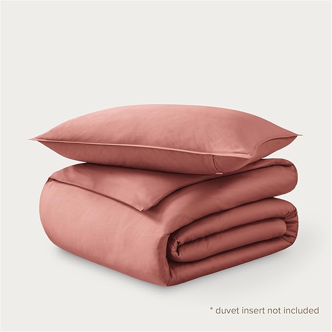 Bare Home 100% Organic Cotton Sateen Duvet Cover Set - Twin/Twin Extra Long - 400 Thread Count - Smooth Sateen Weave - Warm & Luxurious - Duvet Cover (Twin/Twin XL, Dusty Rose)