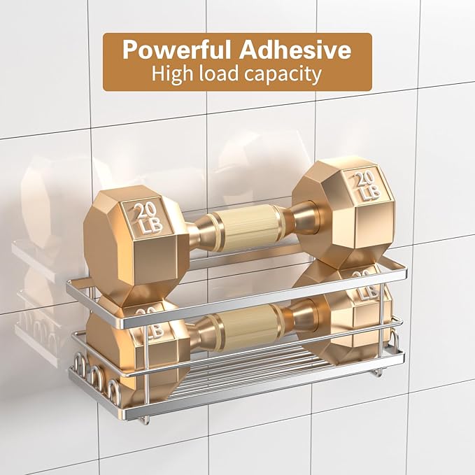 Shower Caddy, 3 Pack Large Capacity Bathroom Organizers and Storage, No Drilling Adhesive Rustproof Shelves with Soap Holder, Home Decor, Silver