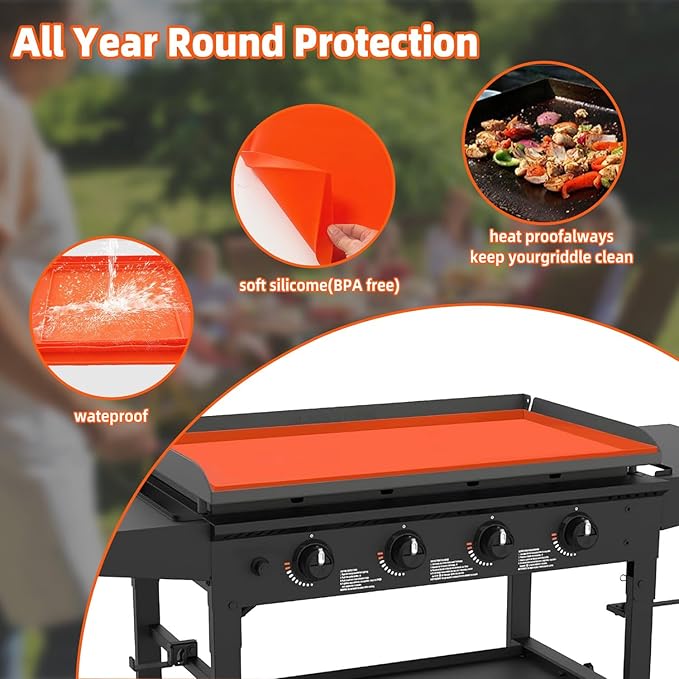 Silicone Blackstone Griddle Cover 36，Heavy Duty Food Grade Silicone Mat, Silicone Griddle Cover， All Season Griddle Top Protective for Grill Accessories
