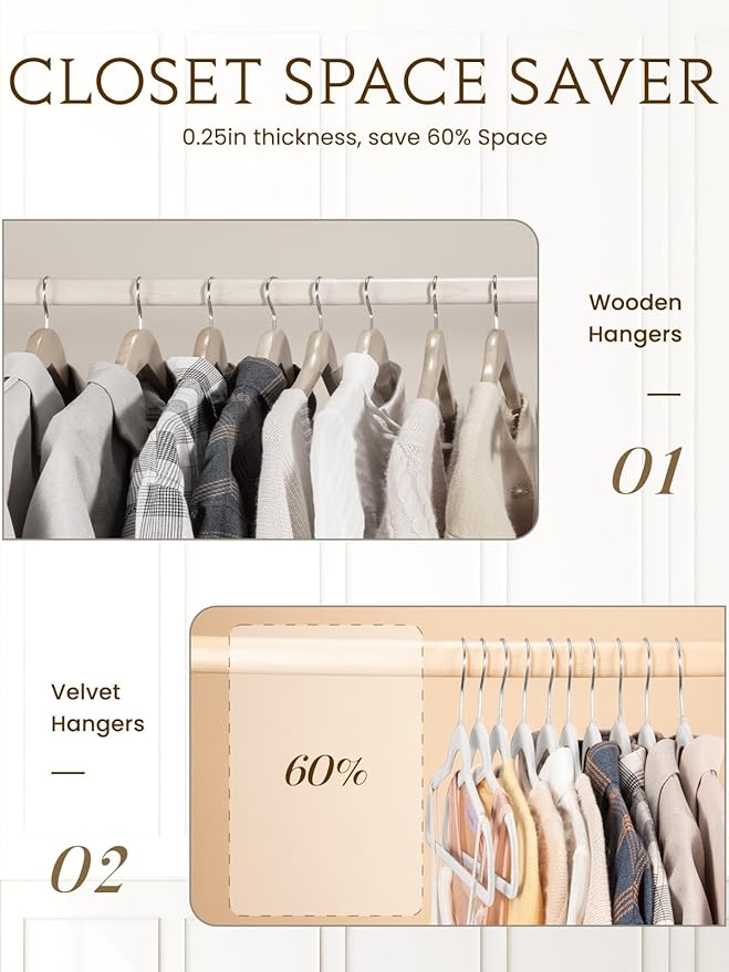 Smartor Velvet Hangers 70 Pack, White Non Slip Clothes Felt Hanger Heavy Duty for Coat, Premium Slim Space Saving Hangers for Closet Organizer and Storage, 360° Rotating Silver Hook
