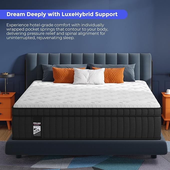 Full Size Mattress, 10 Inch Full Mattress in a Box with Gel Memory Foam and Pocket Spring, Medium Firm Feel, Cooler Sleep & Pressure Relief, 54 * 75 * 10, 120 Nights Risk-Free Trial