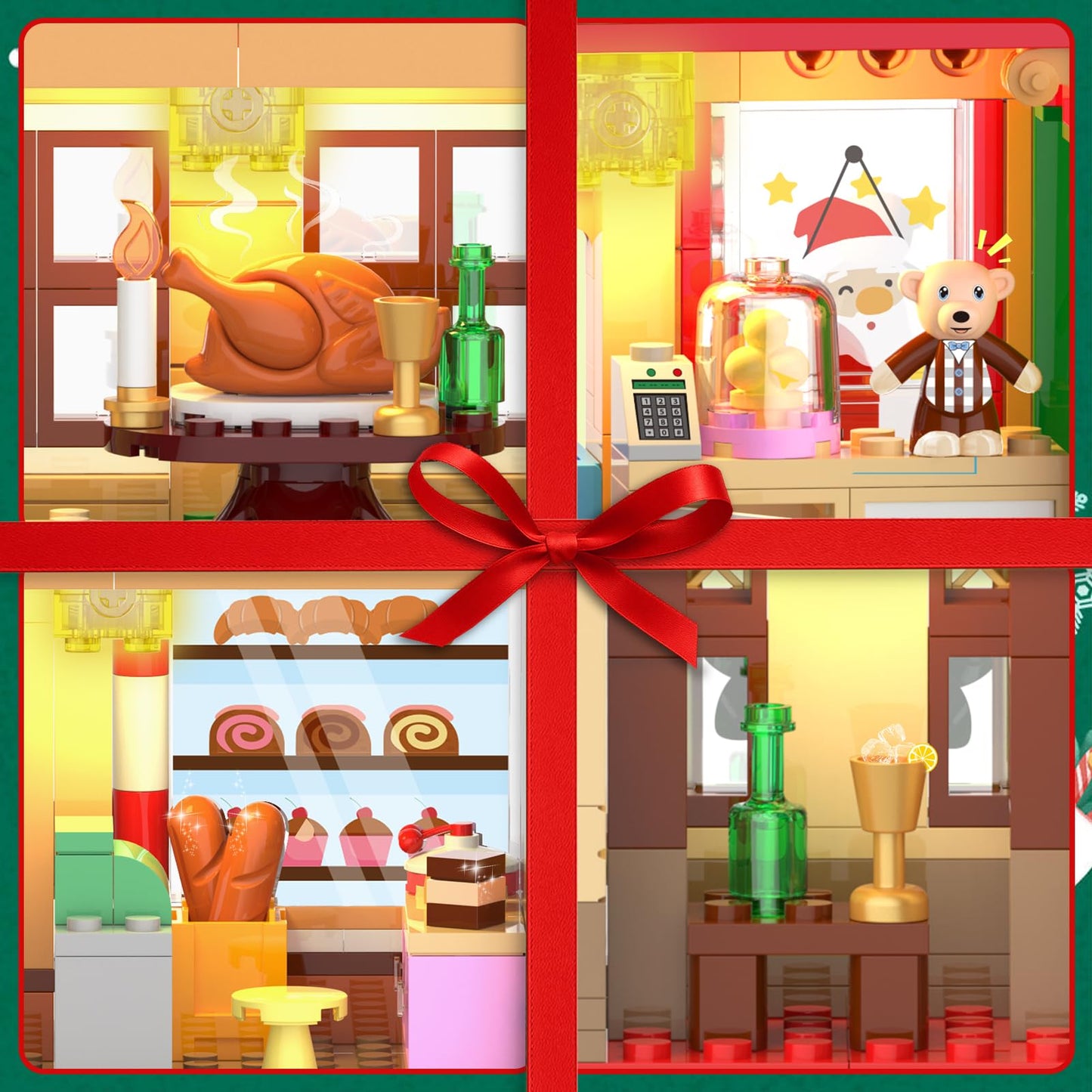 INSOON 2025 Advent Calendar Christmas Mini Building Set with Light, 24 Days Countdown City Main Street Building Block Kit with Xmas Tree, Holiday Gift Building Toys for Adults Kids Boys Girls Ages 8+