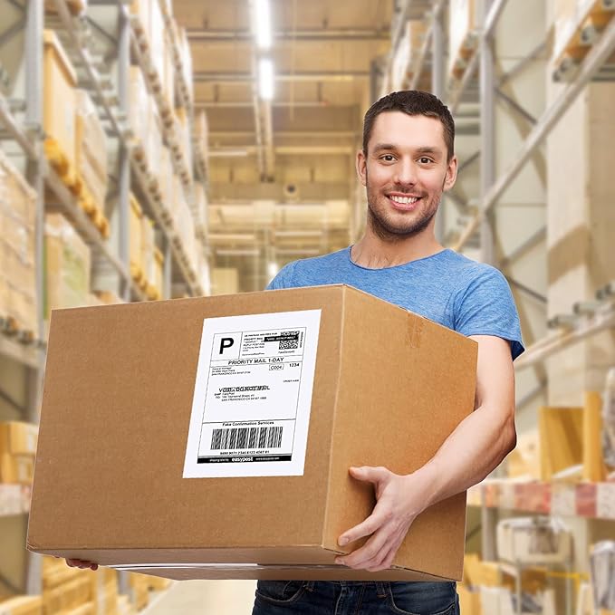 Half Sheet Self Adhesive Shipping Labels, 8.5" x 5.5" Address Labels Laser/Ink Jet White Blank Shipping Labels (2000 Sheets/4000)