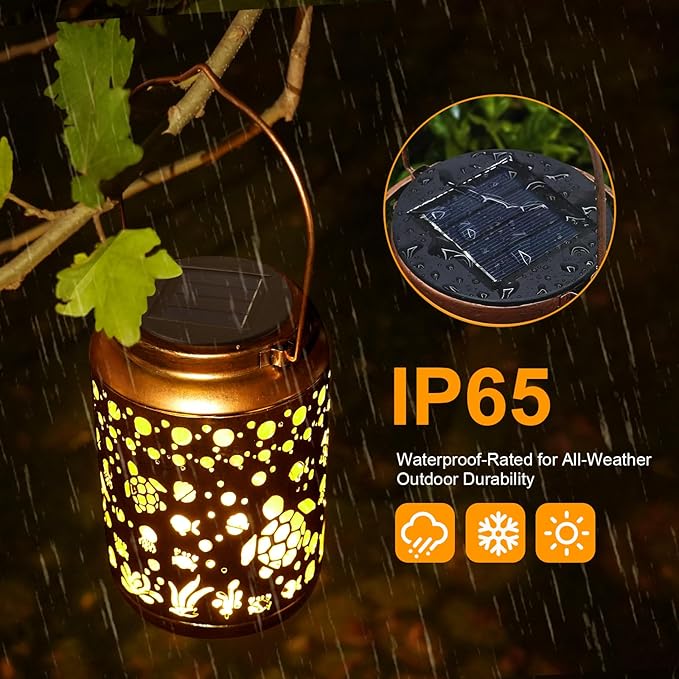 Solar Lanterns Outdoor Turtle Lantern Garden Decor Waterproof Decor Light Hanging Solar Lights Yard Decor,Gifts for Women Gifts for Mom Gifts for Grandma