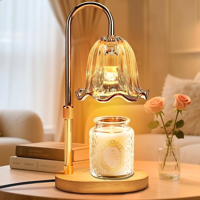 Electric Candle Warmer Lamp with Timer: Birthday Gifts for Women Mom, Adjustable Height & Brightness, Wax Warmer for Scented Wax with 2 Bulbs, Ideal for Home Decor