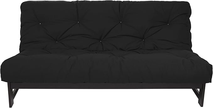 Mozaic Full Size 8-Inch Cotton Twill Gel Dual Memory Foam Futon Mattress, Black