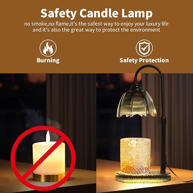Candle Warmer Lamp with Timer: Adjustable Height and 4 Dimmer, Crystal Glass Base, Heater Wax Warmer for Jar Scented, Home Décor and Housewarming & Birthday Gift for Mom Woman, 2 Bulbs (Dark Green)