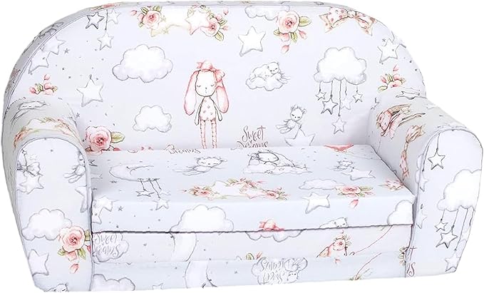 Delsit Kids Couch for Toddlers - 2 in 1 Convertible Foam Sofa to Lounger, Comfy Flip Out Lounge Chair for Children, Made in Europe