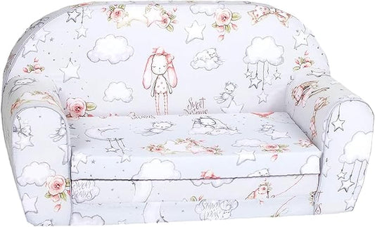 Delsit Kids Couch for Toddlers - 2 in 1 Convertible Foam Sofa to Lounger, Comfy Flip Out Lounge Chair for Children, Made in Europe