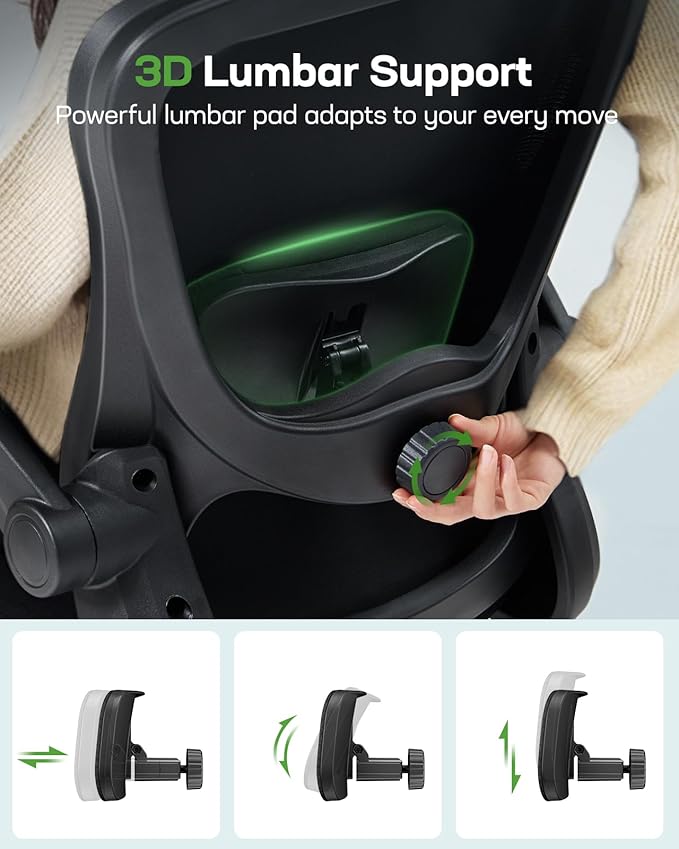 Marsail Office Chair Ergonomic Desk Chair with Adjustable Lumbar Support Breathable Mesh Computer Chair Executive Rolling Swivel Comfy Task Chair for Home Office Gaming