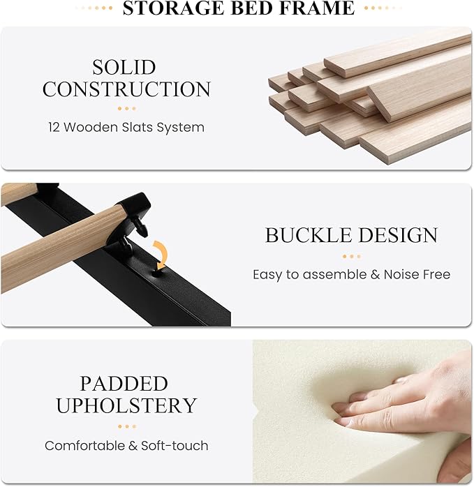 SHA CERLIN Full Size Platform Bed Frame with 4 Storage Drawers, Velvet Upholstered Headboard, Mattress Foundation with Wooden Slats Support, No Box Spring Needed, Easy Assembly, Black