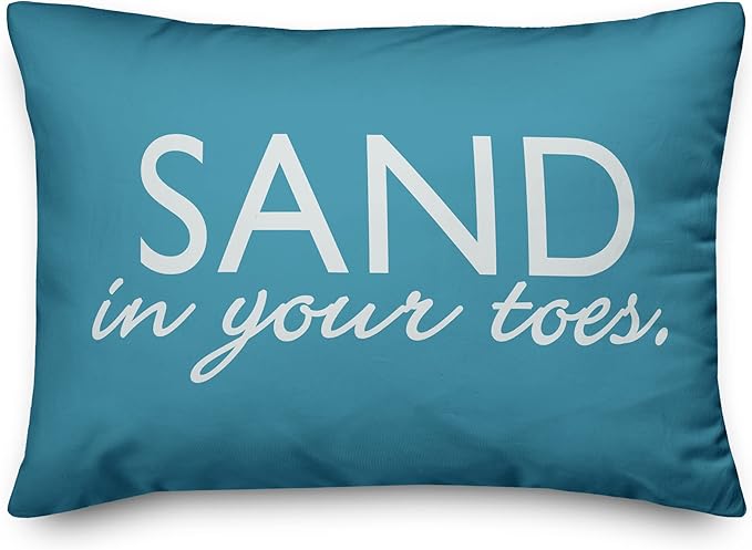 Sand in Your Toes Indoor/Outdoor Pillow | Decorative Pillows for Living Room Couch Bed Sofa Patio, Fluffy Soft Cushion | Water Resistant Blue, 14x20