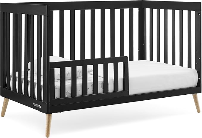 Delta Children Essex 4-in-1 Convertible Baby Crib, Ebony with Natural Legs