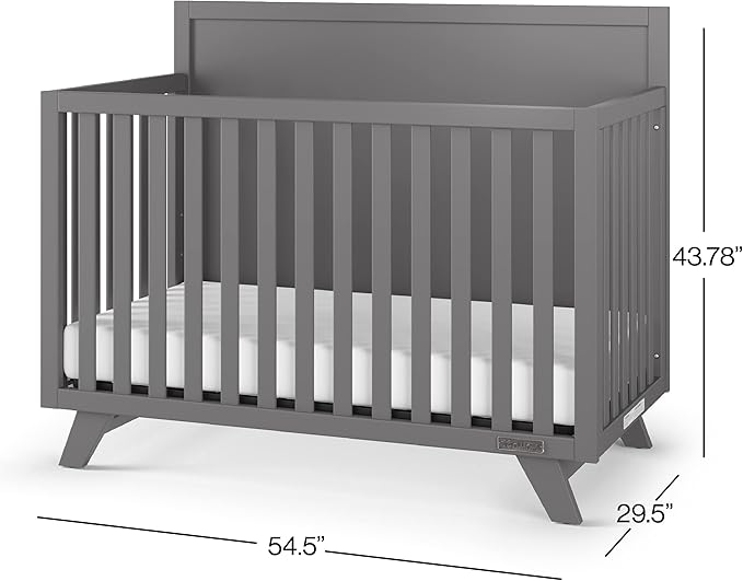 Child Craft SOHO Flat Top 4-in-1 Convertible Crib, Baby Crib Converts to Day Bed, Toddler Bed and Full Size Bed, 3 Adjustable Mattress Positions, Non-Toxic, Baby Safe Finish (Cool Gray)
