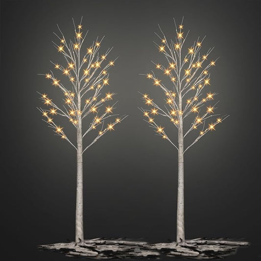 Lighted Tree,2 Pack 6 Ft 240 Led Warm White Birch Tree Light Detachable Tree Light Fairy Light Spirit Tree Fall Decor for Home Twinkling Tree Party Bedroom Wedding Thanksgiving Christmas Decorations