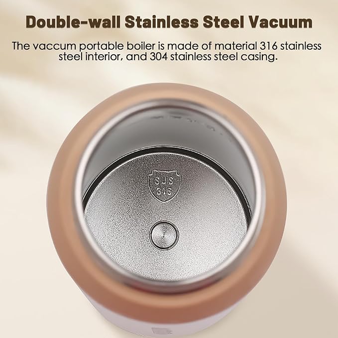 Travel Electric Kettle Portable Mini Kettle, 316 Stainless Steel 16.91Oz/500mL, Smart Small Hot Water Boiler with 4 Temperature,Fast Boiling water with Auto Shut-Off and Boil Dry Protection