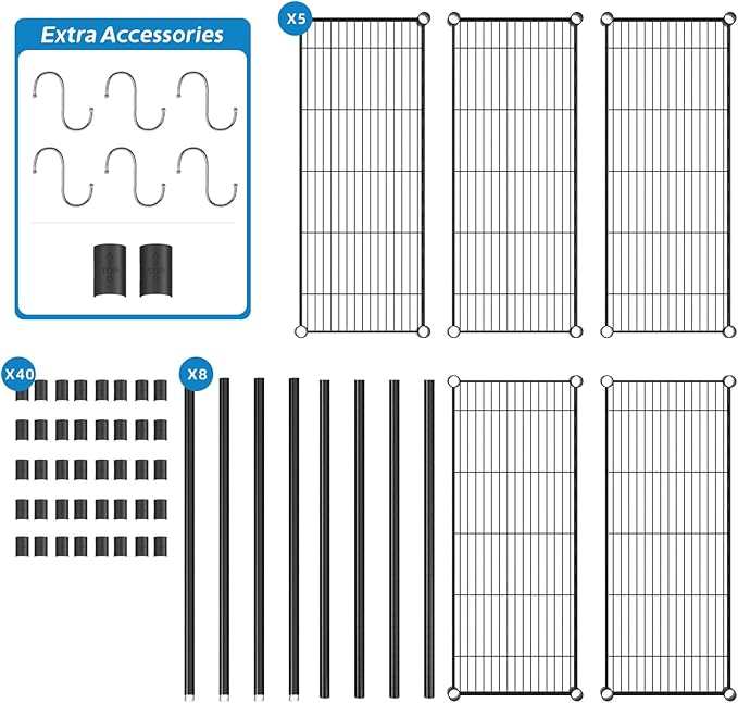 5-Shelf Adjustable Metal Shelf Wire Shelving Unit Storage Rack Display Shelf for Office,Kitchen,Bedroom,Bathroom,Laundry,Pantry Basement,Garage(Black,36" L x 14" W x 72" H)