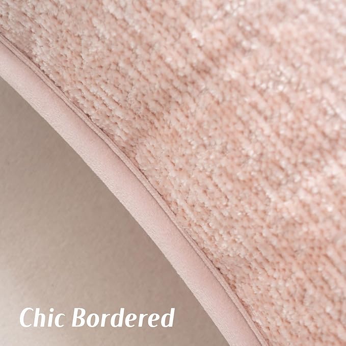 FUTEI Pink Chenille Throw Pillow Covers 24x24 Inch Set of 2,Soft Cozy Bound Edge Design European Cushion Cover,Home Decor for Couch Bed Living Room