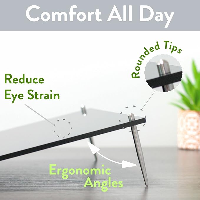 Desk Dry Erase Board with Erasable Marker | White, Black, Clear Acrylic Whiteboard Surface | Angled Writing Tablet | Personal Organizer with Daily Schedules | Weekly to-Do Lists (Black - 12x12)