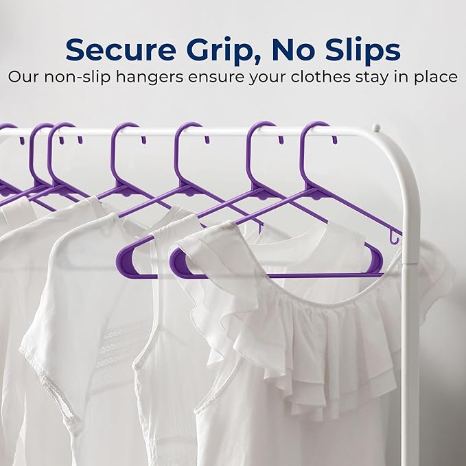 SereneLife Premium 10 Pack Plastic Hangers, Lightweight, Durable, Space Saving Clothes Organizers, Suitable for Shirts, Sweaters, Hoodies, Dresses, Kids Clothes, Good for Home Organization (Purple)